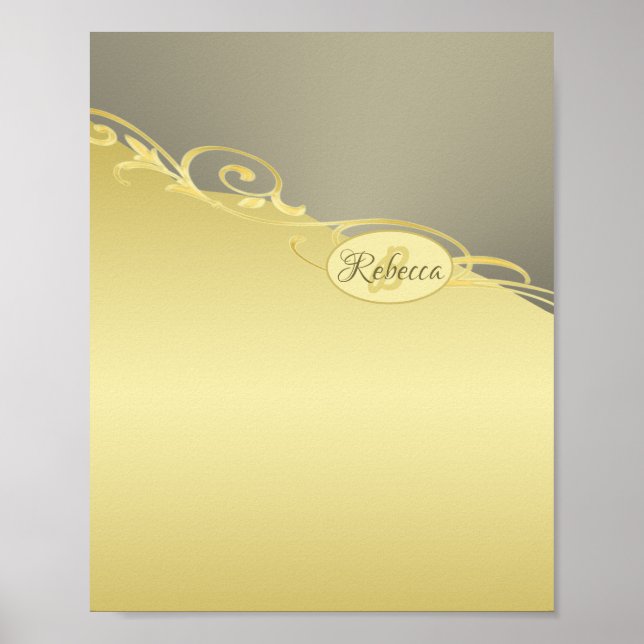 Luxusgold dekoriert auf Gold & Silber, Monogram Poster (Vorne)