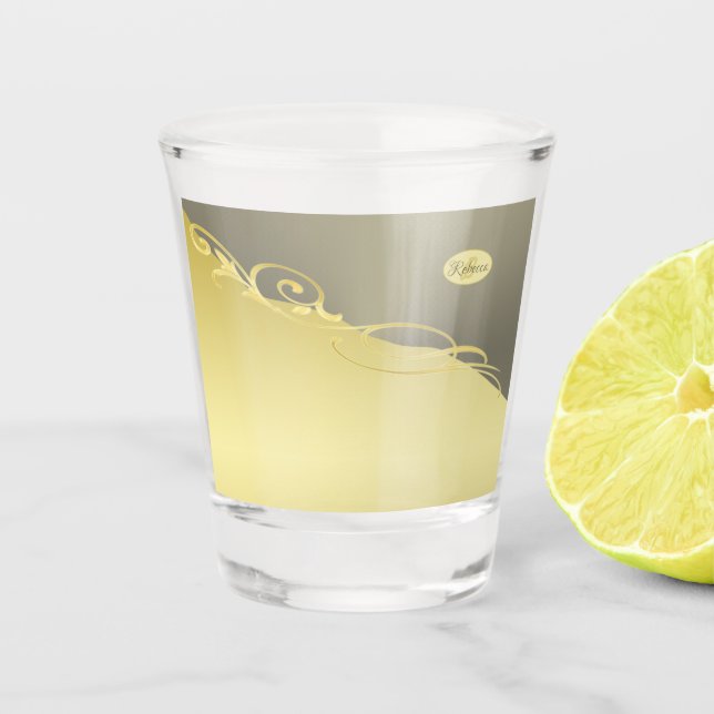 Luxusgold dekoriert auf Gold & Silber, Monogram Schnapsglas (Vorderseite)