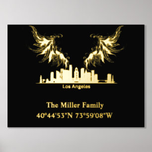 Luxusgold US skyline Längengrad L A Foliendrucke