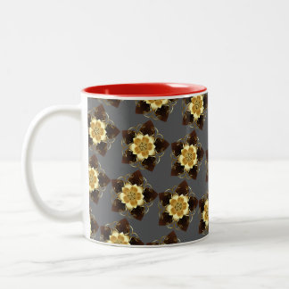 Luxusgoldenes florales Mandala-Ornamentdesign Zweifarbige Tasse