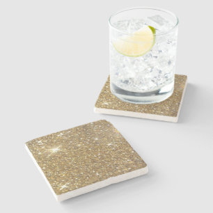 LuxusgoldGlitzer - Druckbild Steinuntersetzer