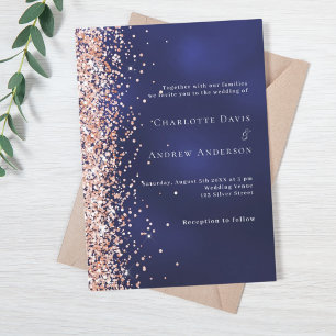 Luxushochzeit in Navy-Rose Einladung