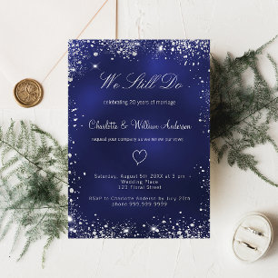 Luxushochzeit in Navy-Silber Einladung