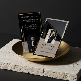 Luxusimmobilien Schwarzes Gold Foto-Monogramm Visitenkarte