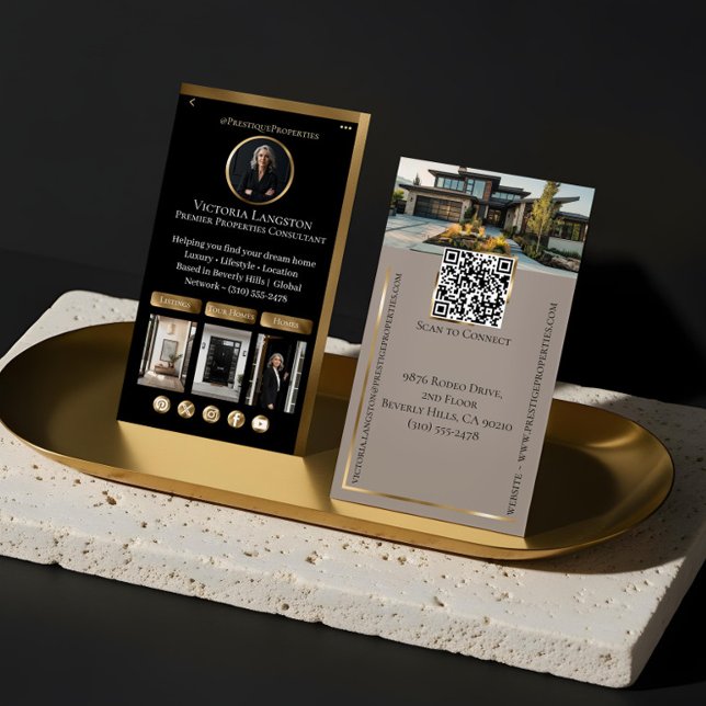 Luxusimmobilien Schwarzes Gold Social Media Fotos Visitenkarte (Luxury Real Estate Black Gold Social Media Photos Business Card)
