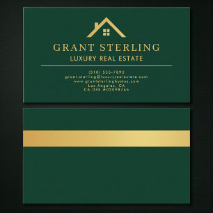 Luxusimmobilienmakler Grün Gold Metallisch Visitenkarte