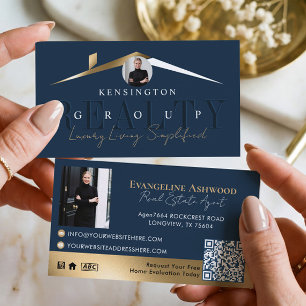 Luxusimmobilienmakler Navy Gold Foto Visitenkarte