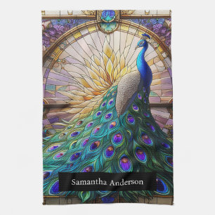 Luxusküche: Glass Peacock Individuelle Name Geschirrtuch
