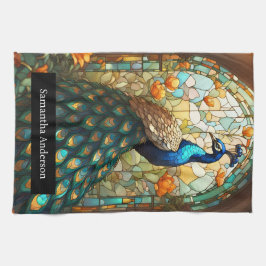Luxusküche: Glass Peacock Individuelle Name Geschirrtuch