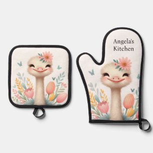 Luxusküche: Strauß und Blumen Ofenhandschuh & Topflappen-Set