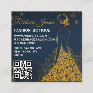 Luxusmode Designer Glitterkleid QR CODE Quadratische Visitenkarte