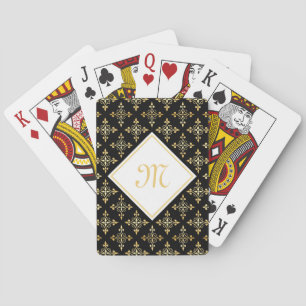 Luxusmonogramm-Schwarzes und Gold Quatre mit Spielkarten