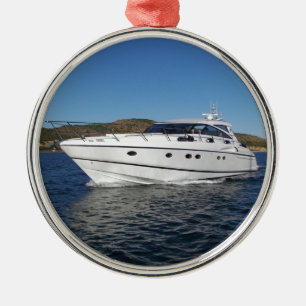 LuxusMotorboot Silbernes Ornament