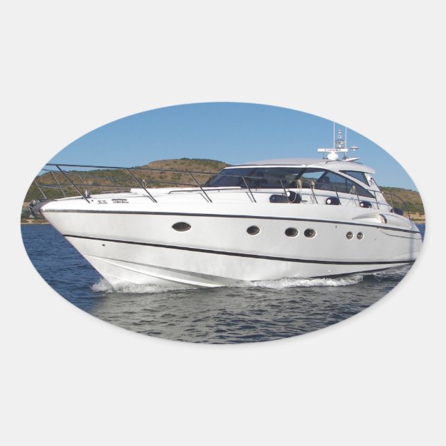 Luxusmotorschiff Ovaler Aufkleber (Vorderseite)