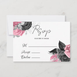 Luxuspink und Schwarz-Flora Hochzeit RSVP