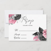 Luxuspink und Schwarz-Flora Hochzeit RSVP