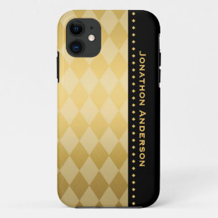 Luxusschwarz-und Goldmännliche Raute Case-Mate iPhone Hülle