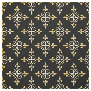 Luxusschwarzes und GoldQuatre Blumendamast Stoff