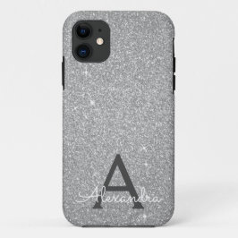 Luxussilber-Glitzer und Sparkle-Monogramm Case-Mate iPhone Hülle