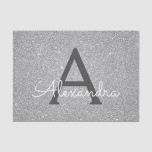 Luxussilber-Glitzer und Sparkle-Monogramm Seidenpapier