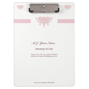Luxusstreifen für Anwälte und rosa Justizemblem Klemmbrett