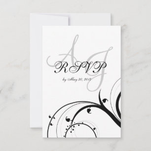 Luxusstrudel-Doppelt-Monogramm-Hochzeit UAWG RSVP Karte