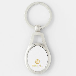 Luxusweiß und goldene personalisierte Monogramm Schlüsselanhänger