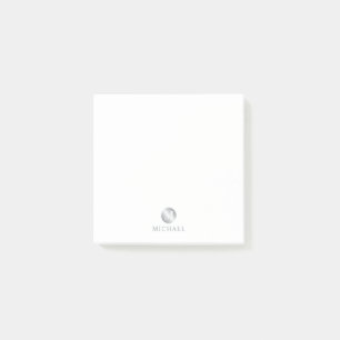 Luxusweiß und Silber Personalisiert Monogram Post-it Klebezettel