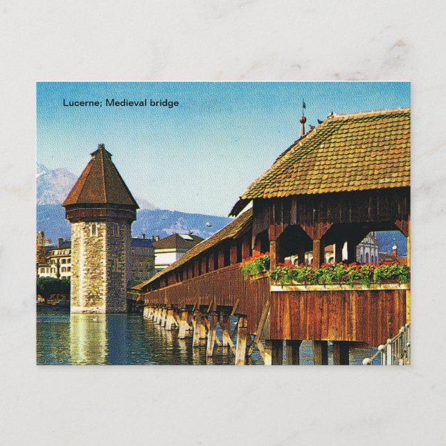 Luzern; mittelalterliche Brücke Postkarte (Vorderseite)