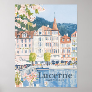 Luzern Schweiz Aquarellmalerei Poster
