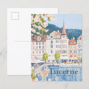 Luzern Schweiz Aquarellmalerei Reise Postkarte