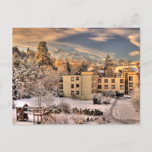 Luzern Schweiz Berg Pilatus HDR. Fotografie Postkarte (Vorderseite)