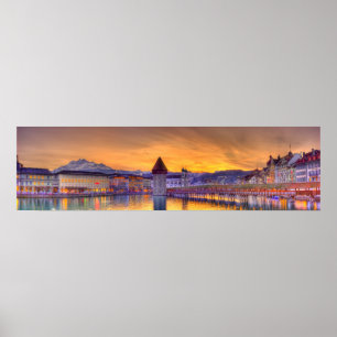 Luzern Schweiz HDR. Panoramafoto Poster