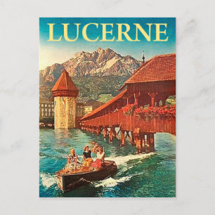 Luzern, Schweiz, Mädchen auf einem Boot, Vintage Postkarte