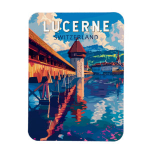 Luzern Schweiz Reise Kunst Vintage Magnet