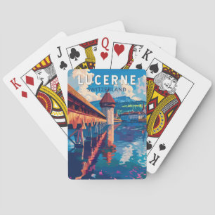 Luzern Schweiz Reise Kunst Vintage Spielkarten