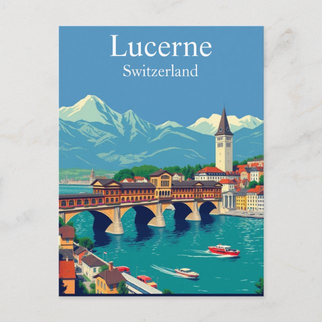 Luzern, Schweiz Reisen Alpen Stadtrundgang Postkarte (Vorderseite)