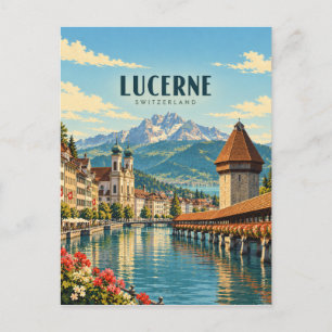 Luzern Schweiz Vintage Reise Kunst Postkarte