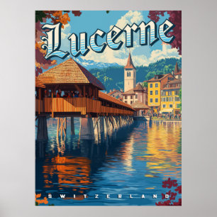 Luzern Schweiz Vintage Travel Poster