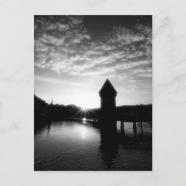 Luzerner Kapellbrücke Sonnenaufgang Postkarte (Vorderseite)