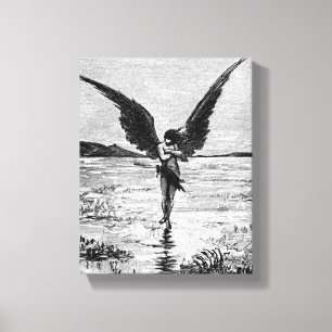 Luzifer als Satan, Teufel oder Engel? Vintage Farb Leinwanddruck