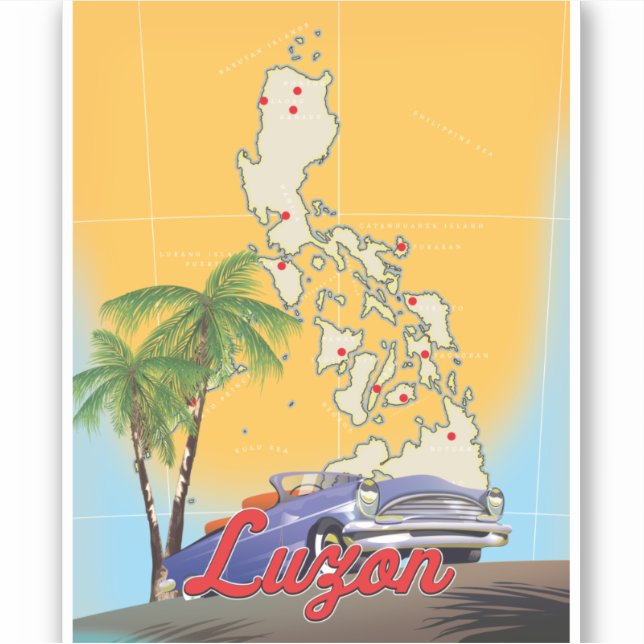 Luzon Philippines Reiseposter Aufkleber (Vorderseite)