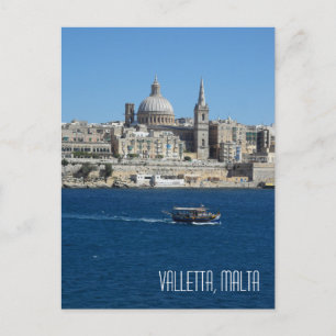 Luzzu Fishing Boat Valletta Skyline Hafen Malta Postkarte