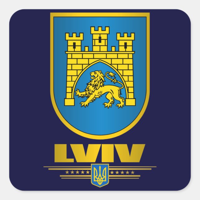 Lviv COA Quadratischer Aufkleber (Vorderseite)