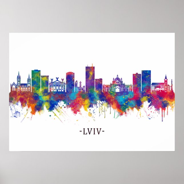 Lviv Ukraine Skyline Poster (Vorne)