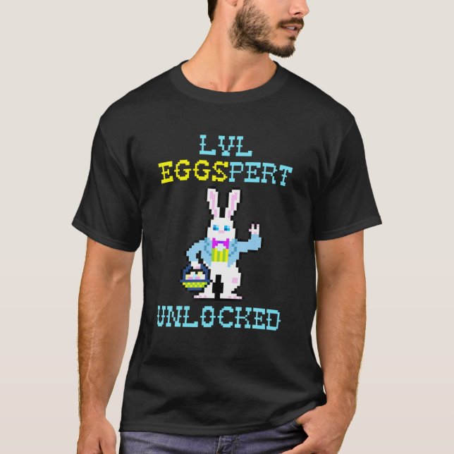 LVL Eggspert Entsperrte Funny Gaming Egg Hunt Oste T-Shirt (Vorderseite)
