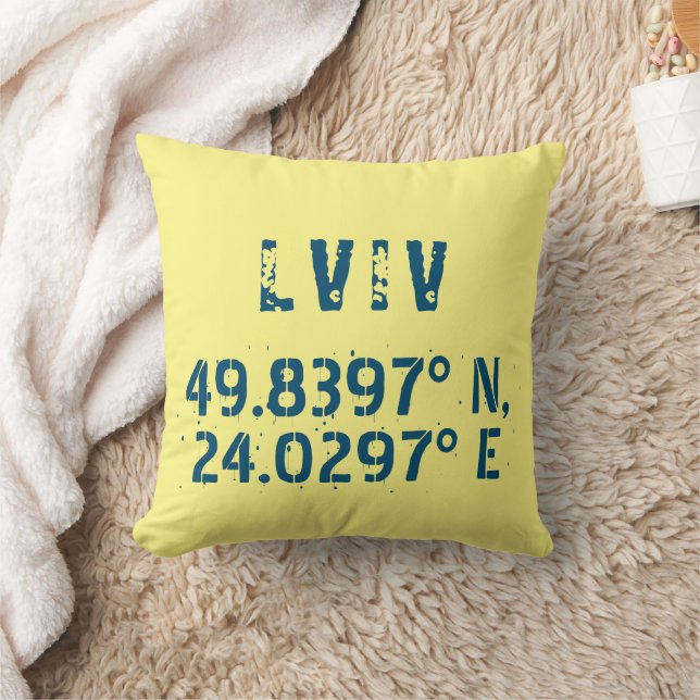 Lwiw Ukraine Latitude & Longitude beunruhigt Kissen (Decke)