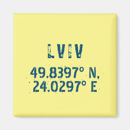 Lwiw Ukraine Latitude & Longitude beunruhigt Magnet