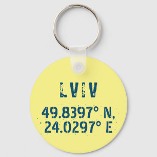 Lwiw Ukraine Latitude & Longitude beunruhigt Schlüsselanhänger