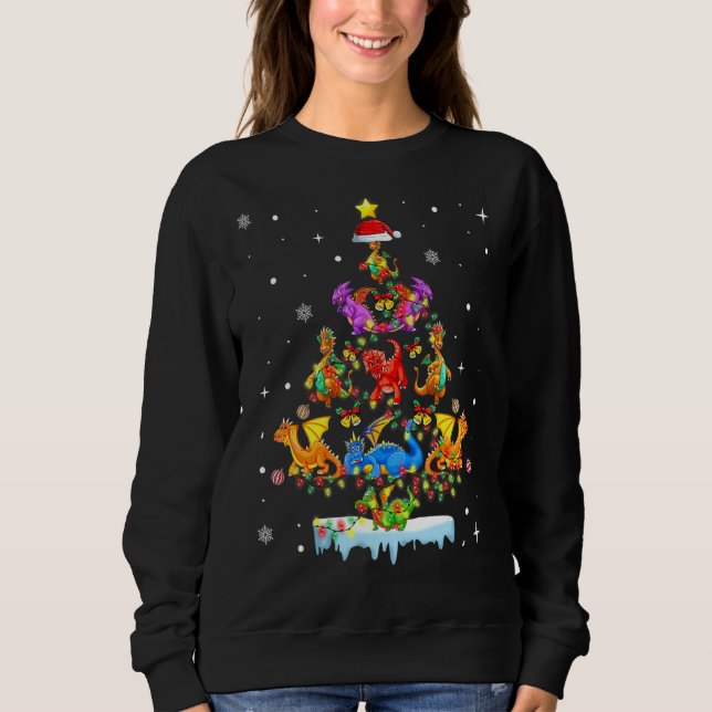 Lxk2 Dragon Weihnachtsbaum Merry Xmas Dragon Lover Sweatshirt (Vorderseite)